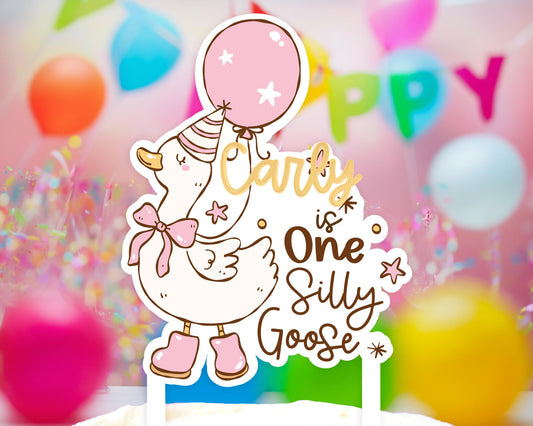 Personalized Name Goose One Cake Topper