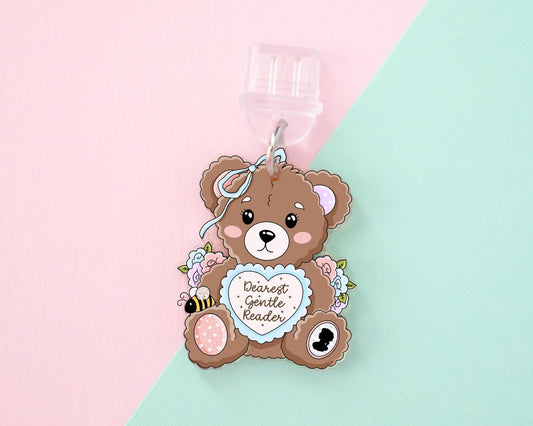 Coquette Reading Bear E-Reader Charm, Dust Plug Phone Charm