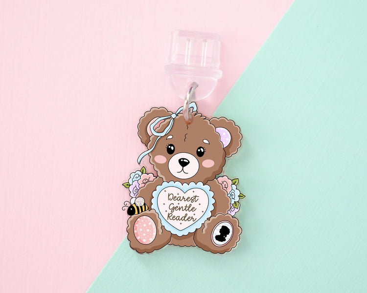 Coquette Reading Bear E-Reader Charm, Dust Plug Phone Charm