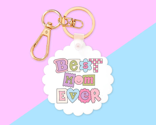 Best Mom Ever Scallop Keychain With Clip