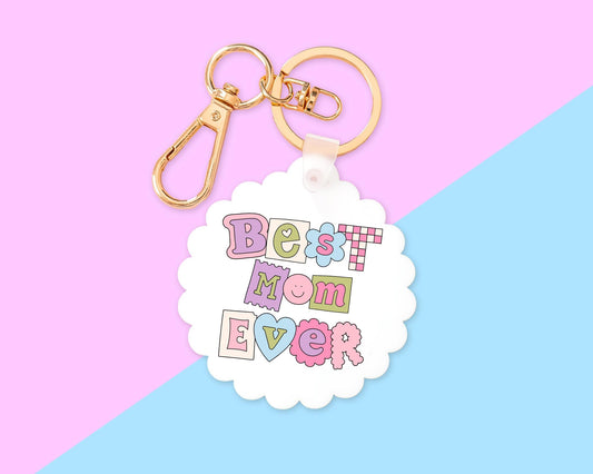 Best Mom Ever Scallop Keychain With Clip