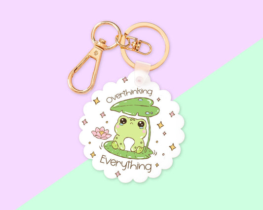Overthinking Everything Anxiety Frog Key Chain With Clip