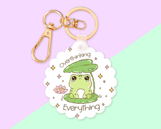 Overthinking Everything Anxiety Frog Key Chain With Clip