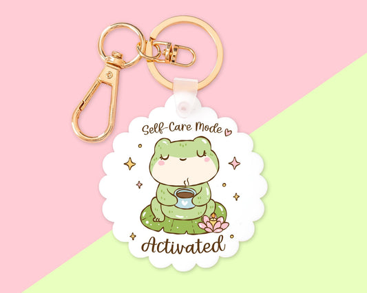 Self Care Frog Key Chain With Clip