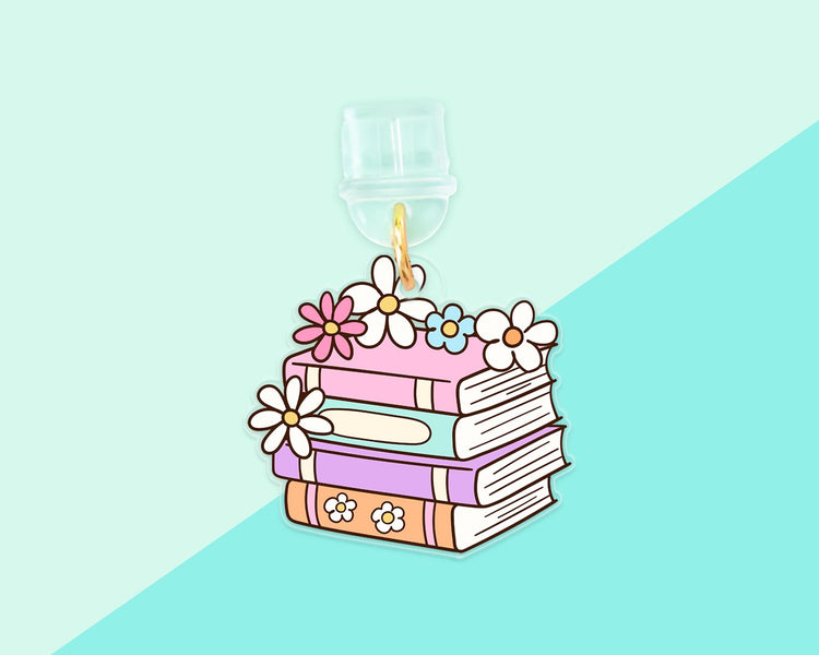 Coquette Floral Books E-Reader Charm, Dust Plug Phone Charm