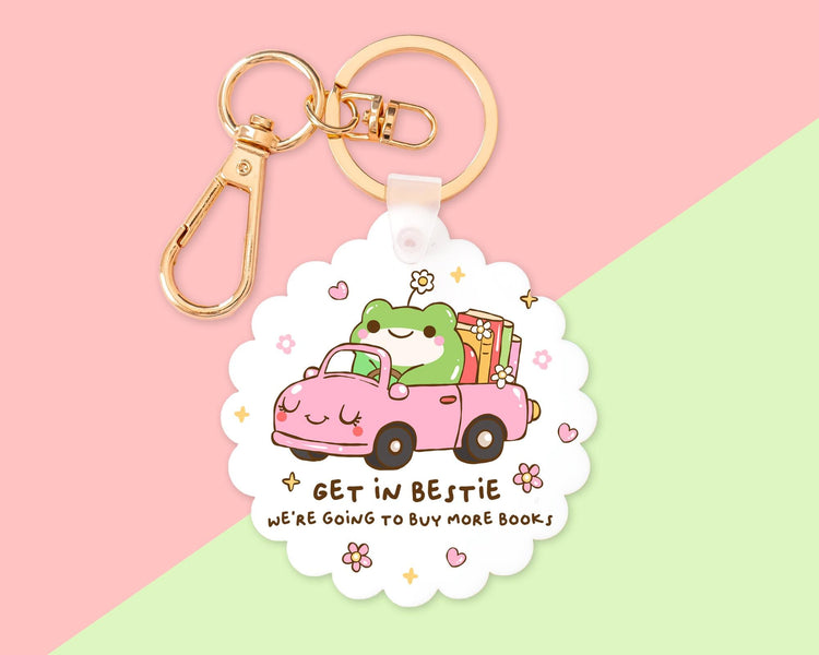Cute Frog Books Key Chain With Clip