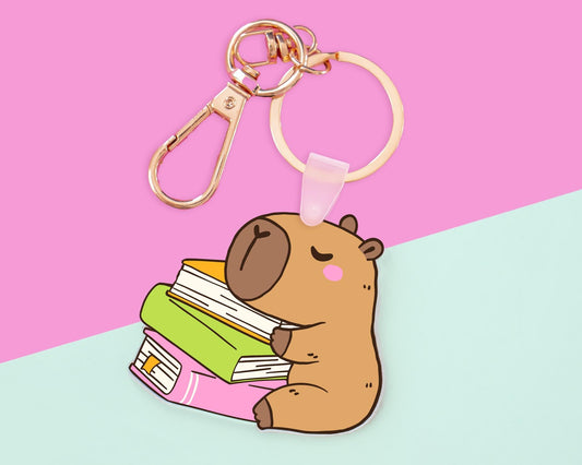 Capybara Books Key Chain With Clip