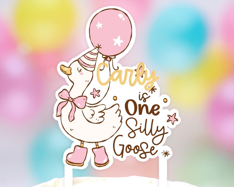 Personalized Name Goose One Cake Topper