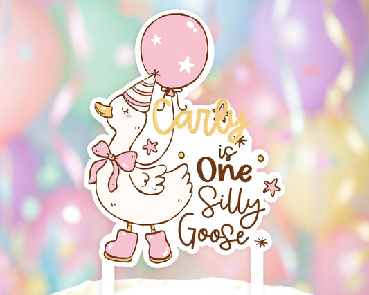 Personalized Name Goose One Cake Topper