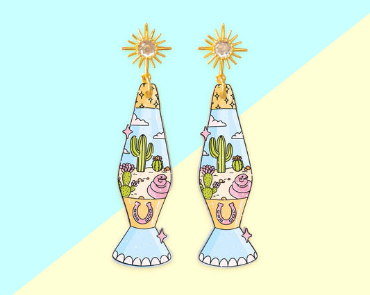 Desert Cactus Lava Lamp Glitter Earrings