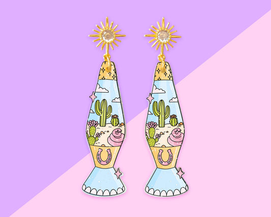 Desert Cactus Lava Lamp Glitter Earrings