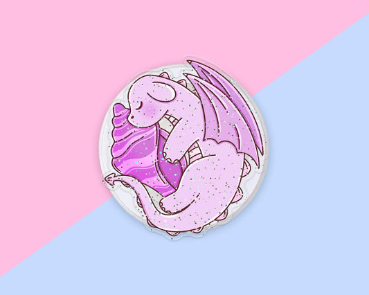Purple Glitter Beach Dragon Phone Grip Magnetic E-Reader Grip For Kindle