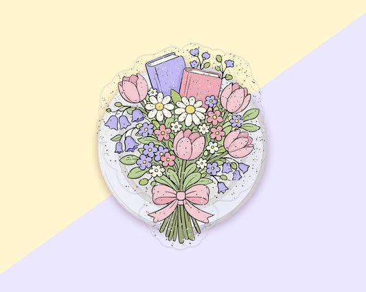 Glitter Book Bouquet Phone Grip Magnetic E-Reader Grip For Kindle