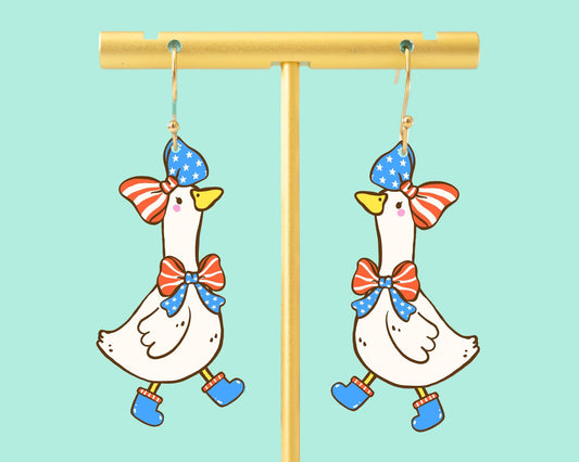 4th of July Goose Earrings