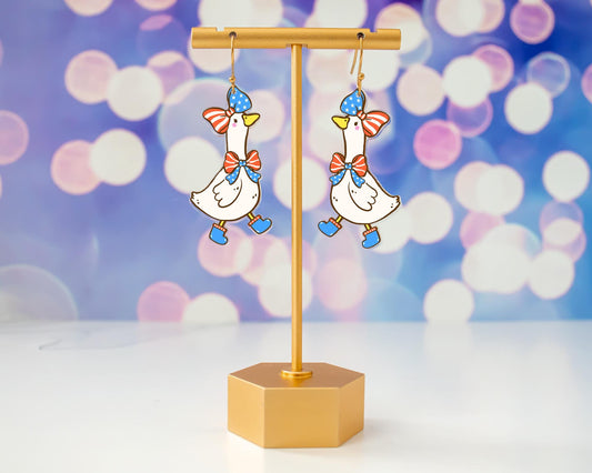 4th of July Goose Earrings