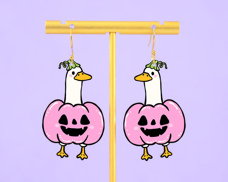 Pumpkin Goose Halloween Earrings
