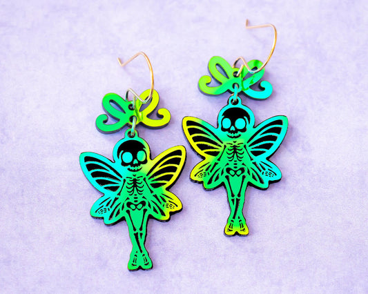 Holographic Skeleton Fairy Earrings