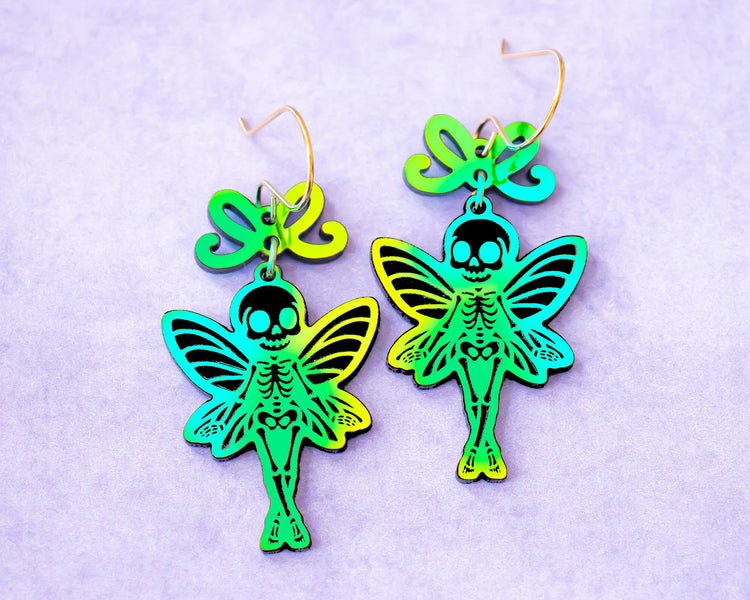 Holographic Skeleton Fairy Earrings