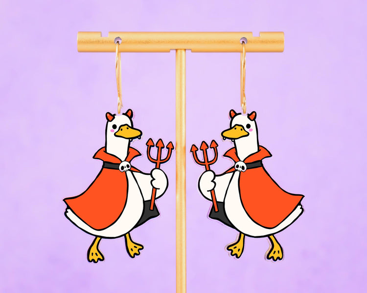 Goose Devil Halloween Earrings