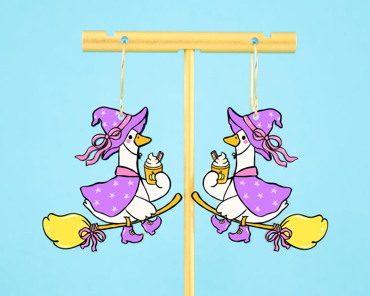 Goose Witch Halloween Earrings