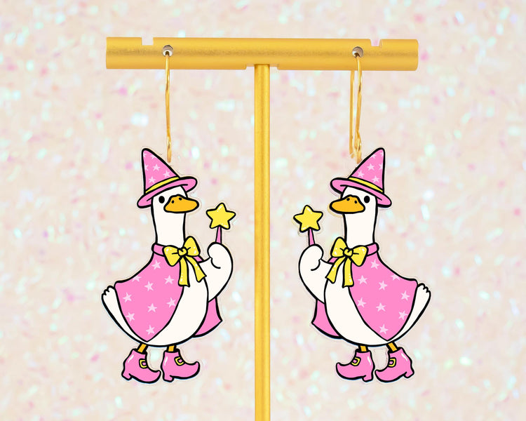 Goose Magician Halloween Earrings