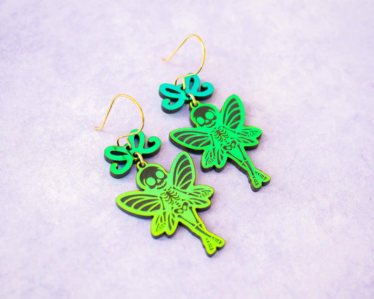 Holographic Skeleton Fairy Earrings