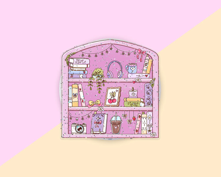 Glitter Girlie Bookshelf Phone Grip Magnetic E-Reader Grip For Kindle
