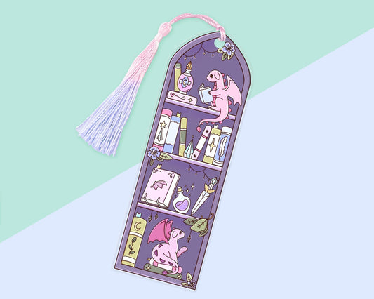 Purple Dragon Bookshelf Acrylic Bookmark