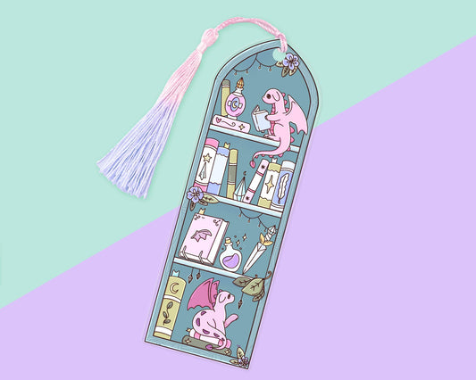 Blue Dragon Bookshelf Acrylic Bookmark
