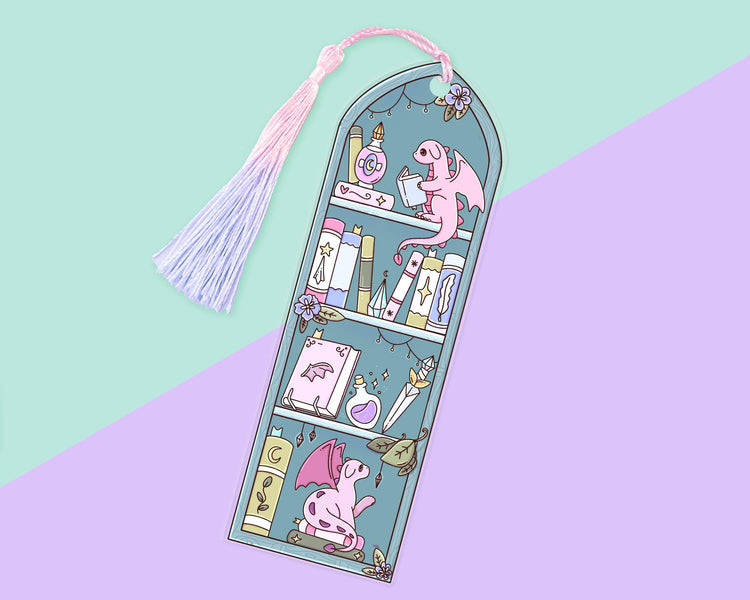 Blue Dragon Bookshelf Acrylic Bookmark