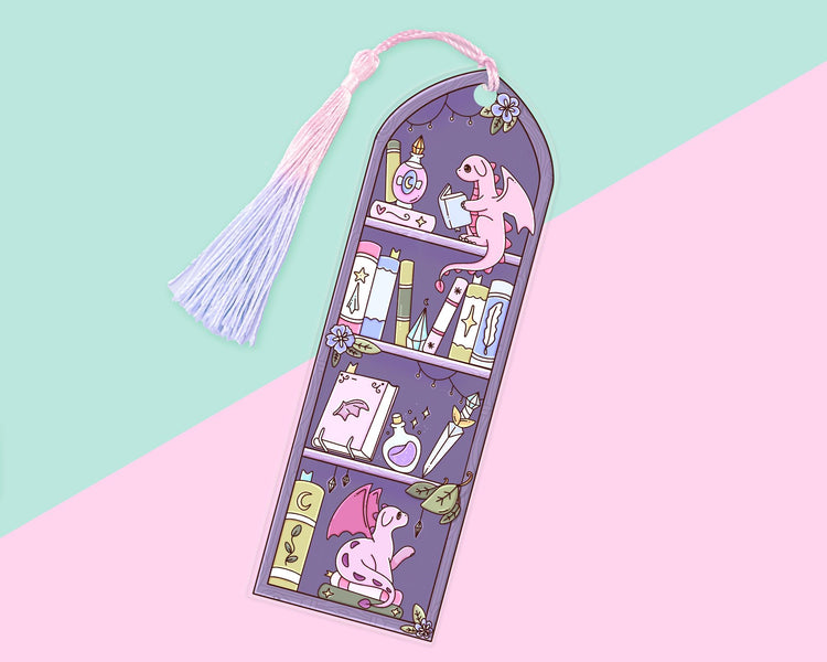 Purple Dragon Bookshelf Acrylic Bookmark