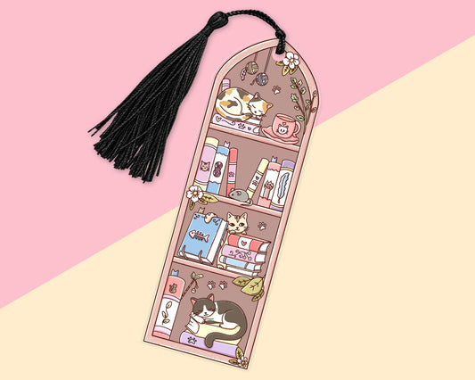 Cat Bookshelf Acrylic Bookmark