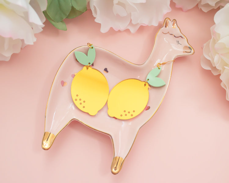 Lemon Mirror Acrylic Earrings