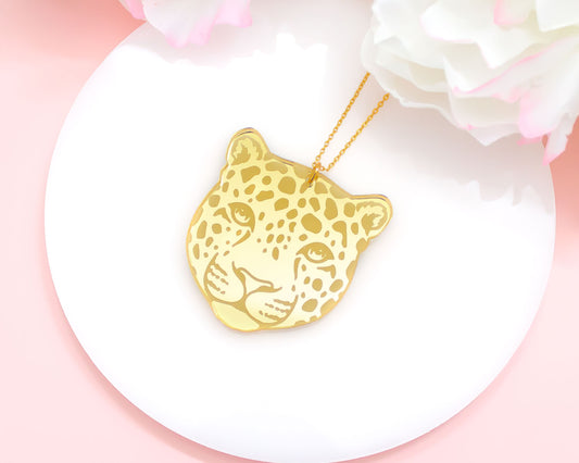 Leopard Gold Mirror Necklace