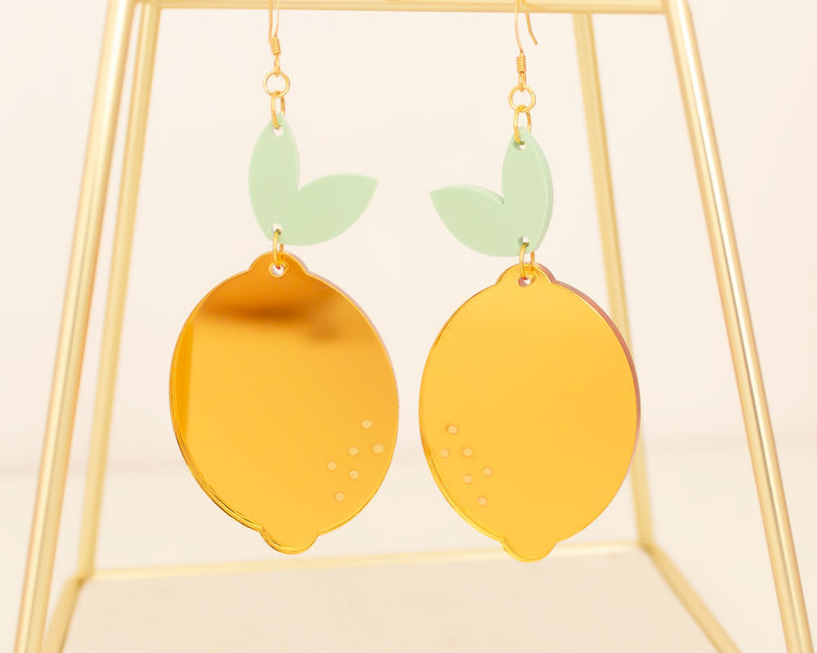 Lemon Mirror Acrylic Earrings