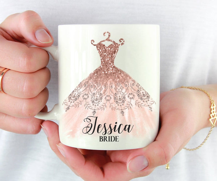 Bridesmaid Proposal Gift Blush Pink Dress Personalized Mug