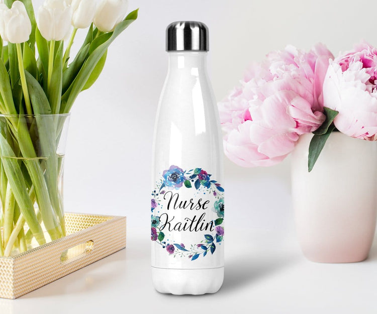 personalized nurse gift stainless steel water bottle with lid