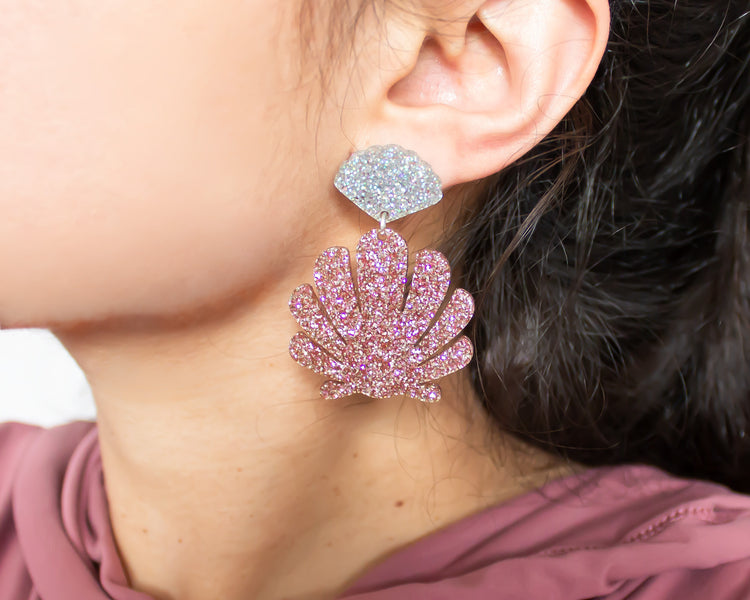 Shell Glitter Acrylic Earrings