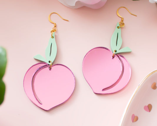 Peach Pink Mirror Acrylic Earrings