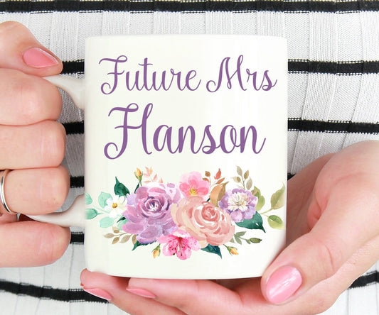 Personalized Future Mrs Floral Mug Engagement Gift
