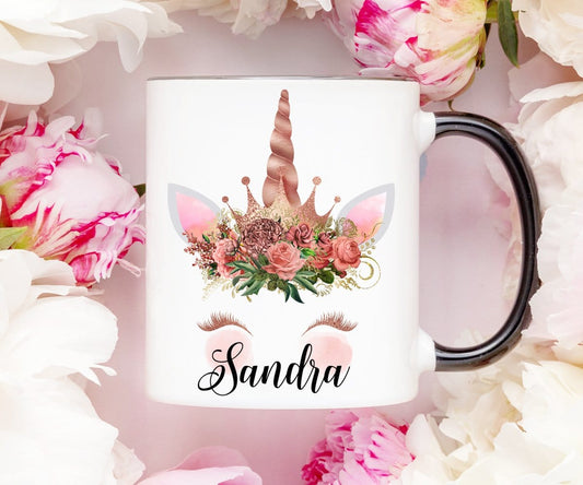 Rose Gold Unicorn Personalized Mug