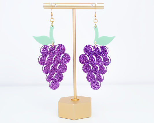 Grapes Glitter Acrylic Earrings