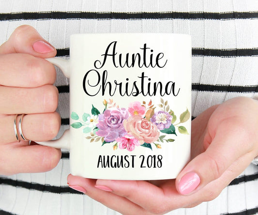 Personalized Auntie Pregnancy Reveal Mug