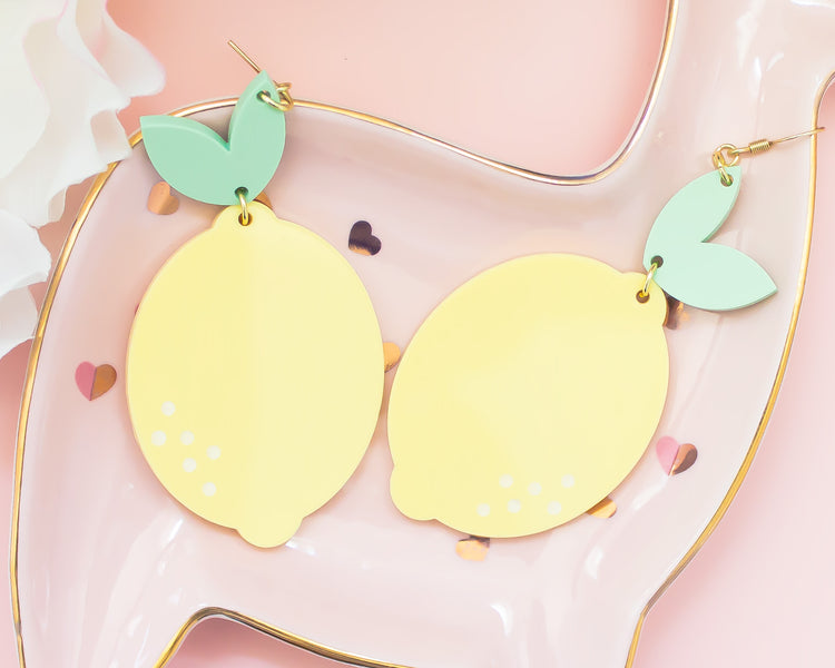 Pastel Lemon Acrylic Earrings