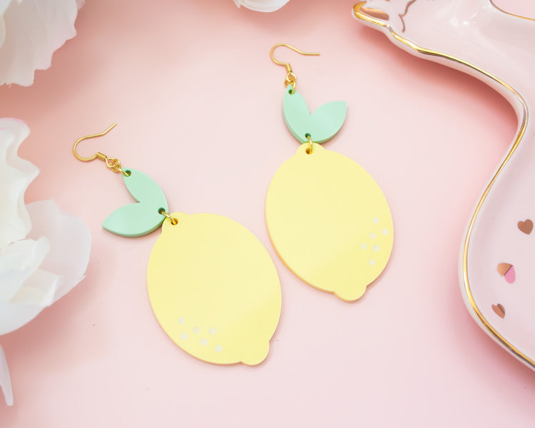 Pastel Lemon Acrylic Earrings