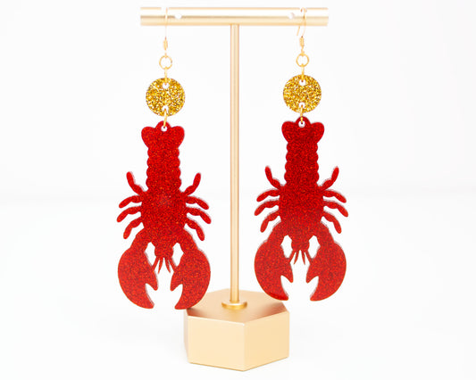 Glitter Lobster Acrylic Earrings