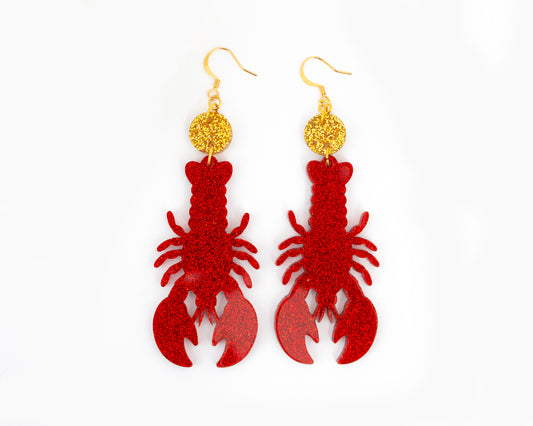 Glitter Lobster Acrylic Earrings