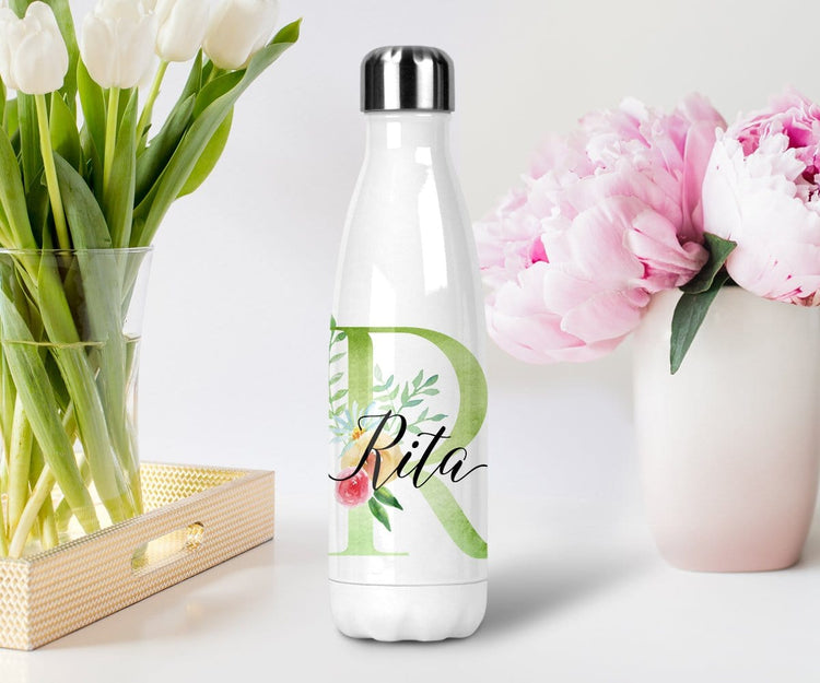 Monogrammed Gift Green Water Bottle With Name