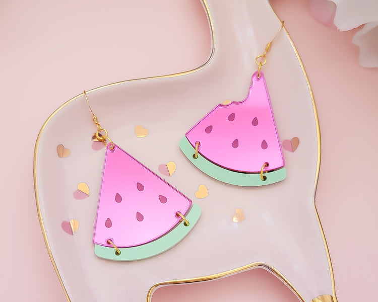 Pink Watermelon Acrylic Earrings