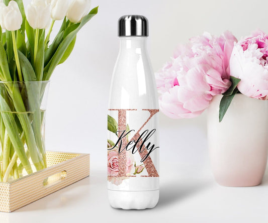 Rose Gold Water Bottle With Personalized Name Bridesmaid Proposal Gift